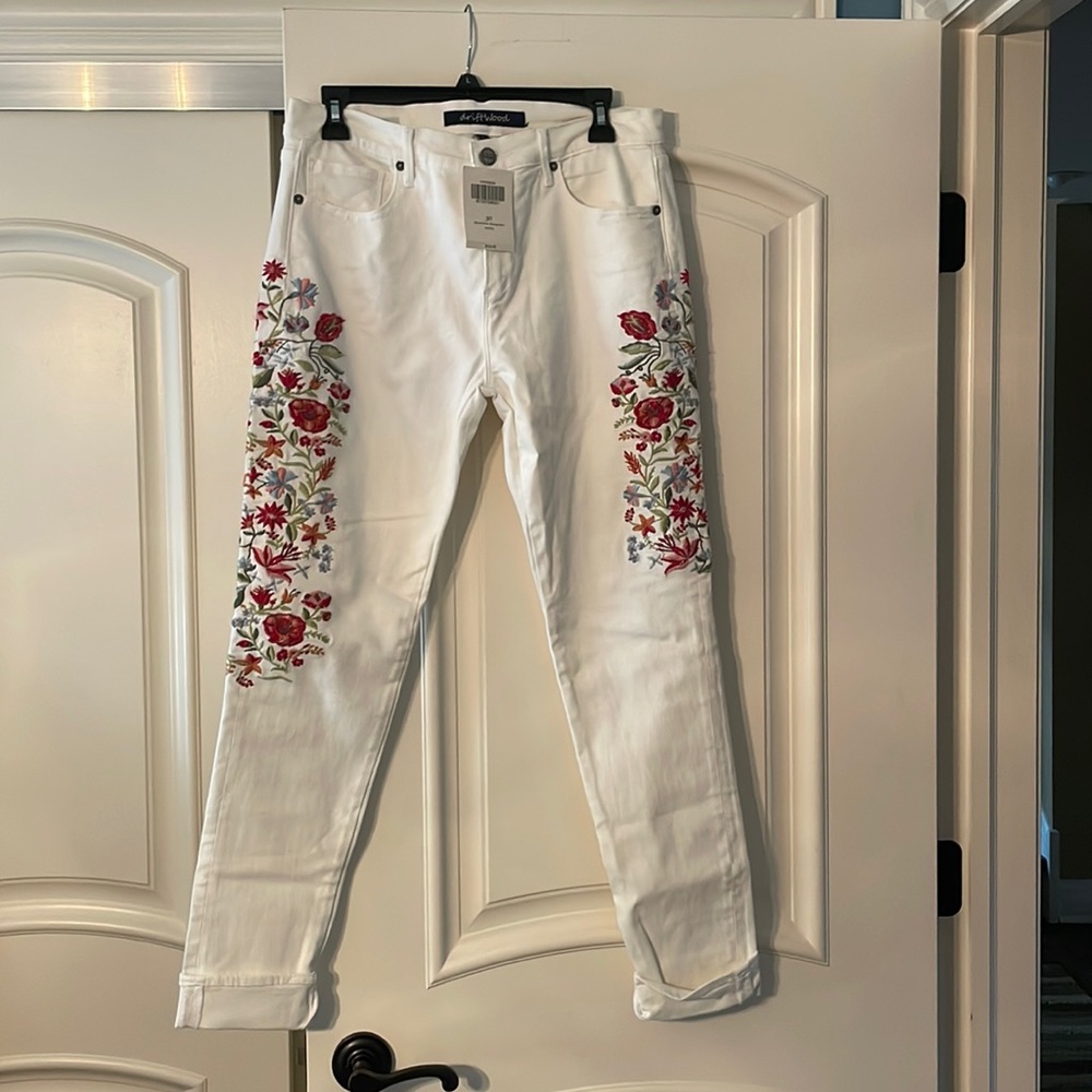 New with tags - Boston proper - floral ember skinny jean- white-Driftwood